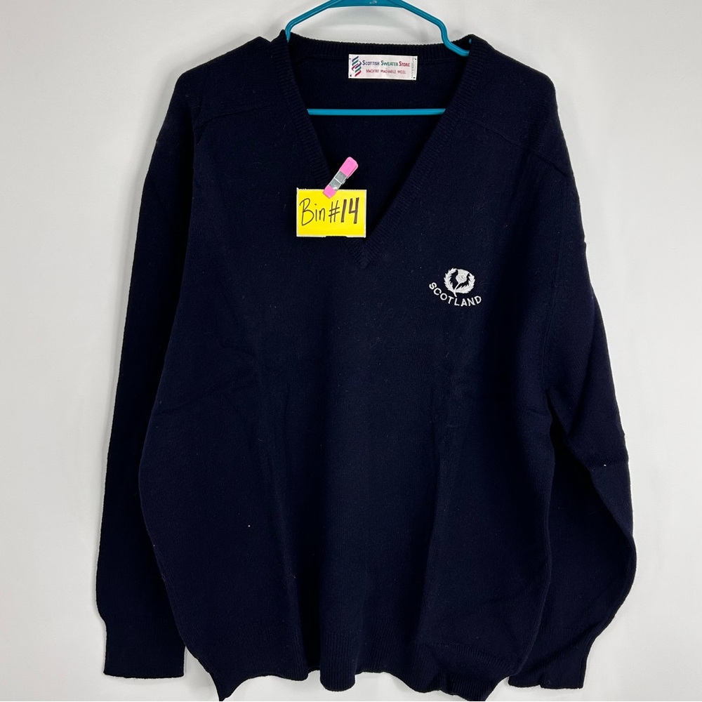 Scotland Wool Sweater Pullover Navy Size XL